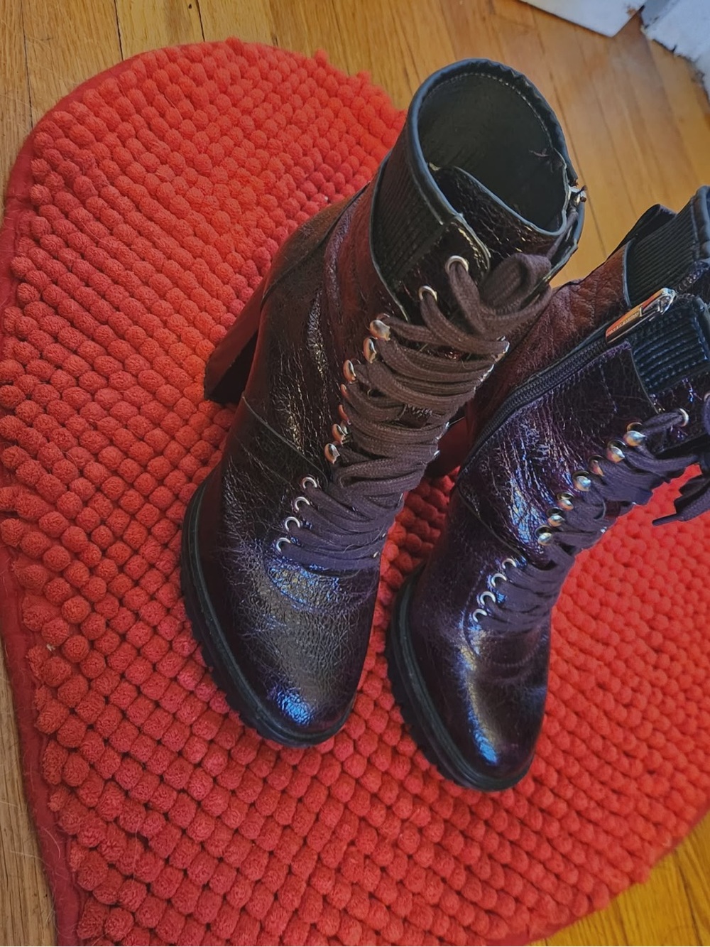 Women's Dark Brown Lace-Up Leather Ankle Boots - Picture 1 of 1